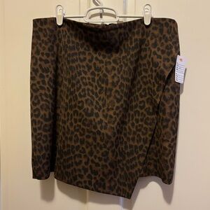 Ann Taylor Brown Leopard Asymmetrical Mini Skirt
